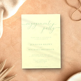 Minimale Pistazie & Creme Elegante Verlobungsfeier Einladung