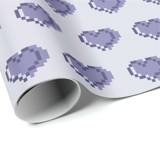 Minimale Pixel-Herzmuster Geschenkpapier (Rolleneckpunkt)