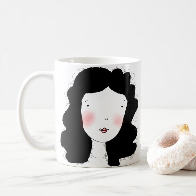 Minimale Portrait Design-Tasse Kaffeetasse (Mit Donut)