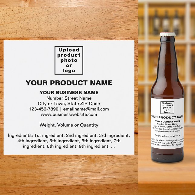 Minimale Produktinformationen auf Weiß Bierflaschenetikett (Von Creator hochgeladen)