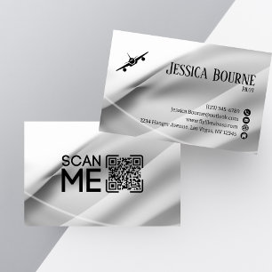Minimale professionelle QR-Code White Silber Pilot Visitenkarte