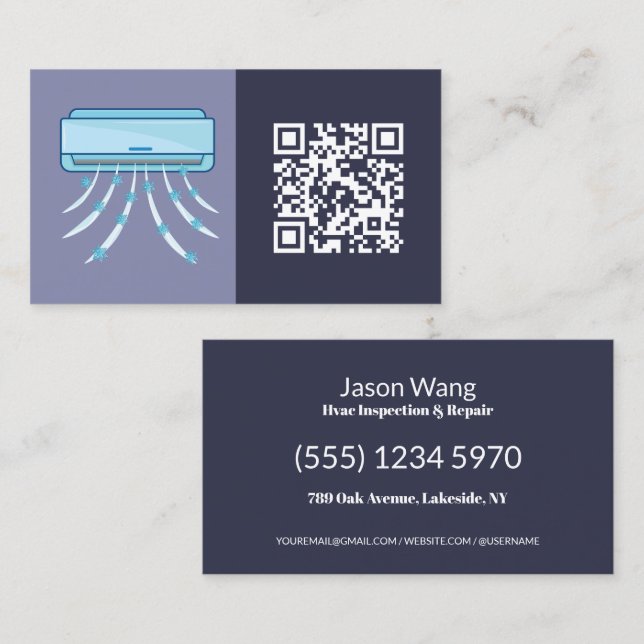 Minimale QR HVAC Visitenkarte (Vorne/Hinten)