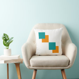Minimale Quadrate aquamarin und Tangarine Kissen