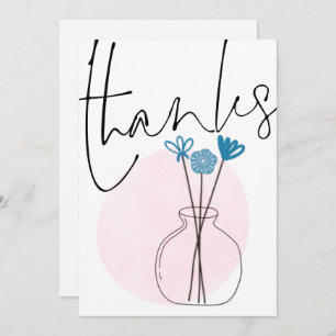 Minimale Quirky-Blume Vase-Script-Dank Dankeskarte