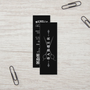 Minimale Reise-Friseur Schwarz Grau Schere Mini Visitenkarte