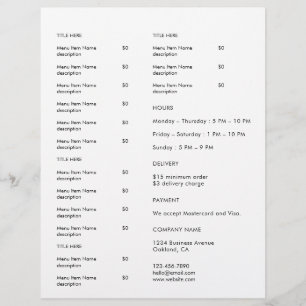 Minimale Restaurant-Logo-Catering-Menü-Flugblatt-D Flyer