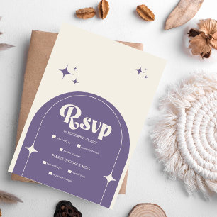 Minimale Retro-Architektur Lila Hochzeit RSVP Karte