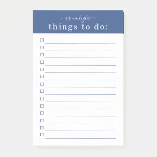 Minimale Retro-Typografie Blue Monogram Post-it Klebezettel