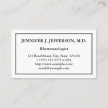 Minimale Rheumatologe-Visitenkarte