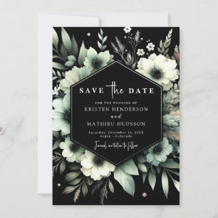 Minimale romantische Typografie-Seite Grüne Hochze Save The Date