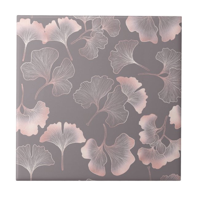 Minimale rosa botanische Muster Fliese (Vorderseite)