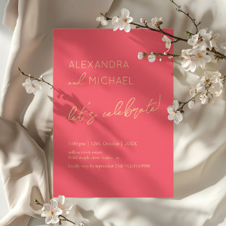 Minimale rosa elegante Engagement-Typografie Einladung
