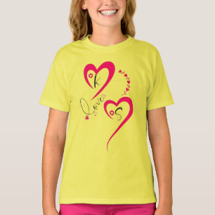 Minimale rosa Herz Liebe T-Shirt