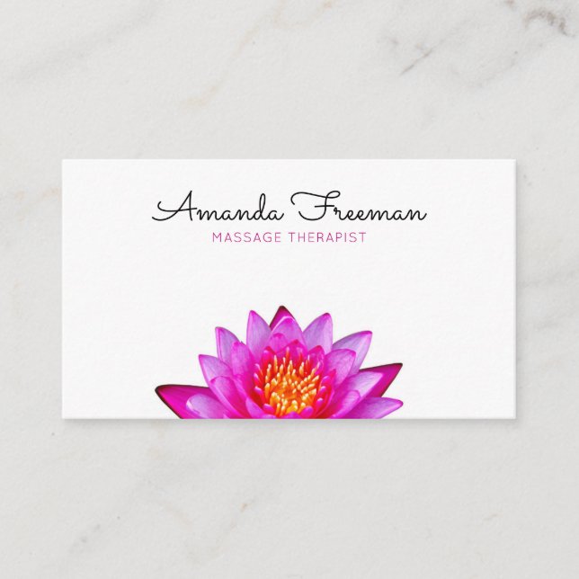 Minimale Rosa Lotus Blume Massage Therapie Visitenkarte (Vorderseite)