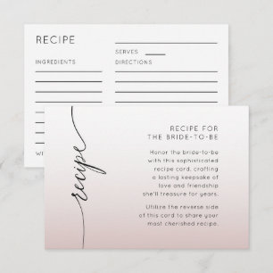 Minimale rosa Ombre-Rezept Brautparty Begleitkarte