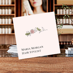 Minimale Rose-Friseur-Visitenkarte   Elegant  Quadratische Visitenkarte