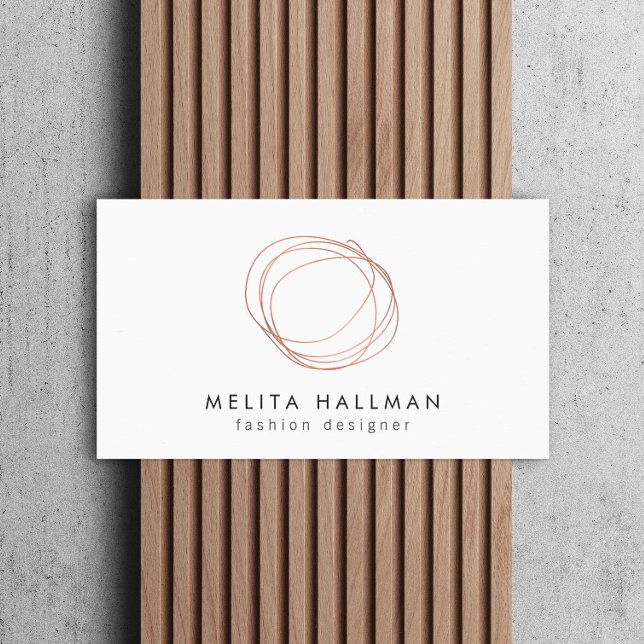 Minimale Rose Gold Designer Scribble Logo II Visitenkarte (Von Creator hochgeladen)