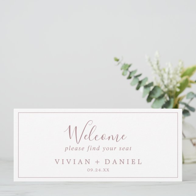Minimale Rose Gold Hanging Seating Chart Header (Stehend Vorderseite)