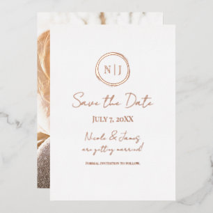 Minimale Rose-Gold Moderne Glamour Hochzeitseinlad Folieneinladung