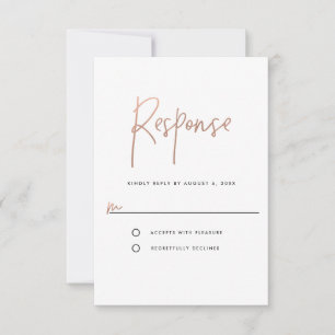 Minimale Rose Gold Typografie RSVP Karte