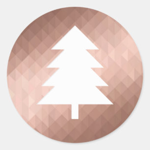 Minimale Rose Gold Weihnachtsbaum modern Runder Aufkleber