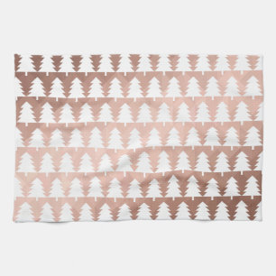 Minimale Rose goldene geometrische Weihnachtsbäume Geschirrtuch