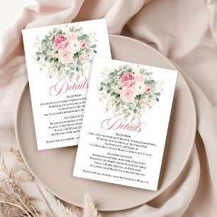 Minimale Rosen-Hochzeits-Details Karte in Rosa und