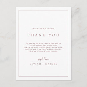Minimale Rosen-Typografie-Dankeskarten für den Emp Postkarte