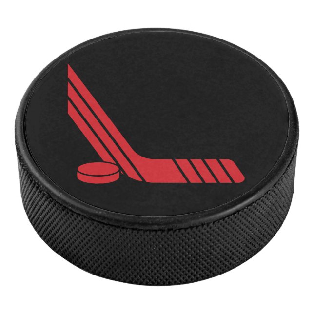 Minimale rote Hockeyschläger & Puck (3/4)