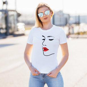 Minimale Rote Lippen T-Shirt
