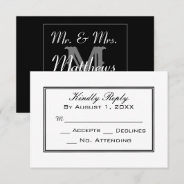 Minimale RSVP-Karte für Schwarz/Weiß-Hochzeit RSVP Karte