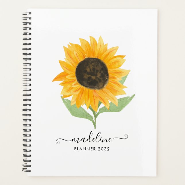 Minimale rustikale Sonnenblume personalisierter Na Planer (Vorderseite)