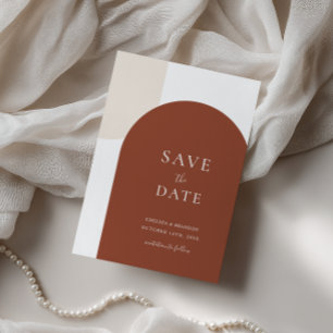 Minimale Rustikale Terrakotta Boho Bogen Schrift H Save The Date