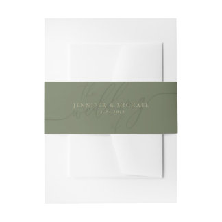 Minimale Sage Clean Einfache Hochzeit von Monogram Einladungsbanderole