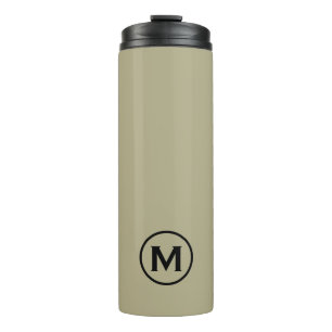 Minimale Sage Green Black Monogram Travel Mug Thermosbecher