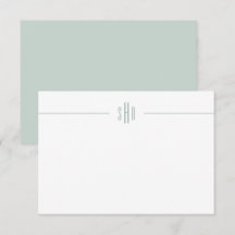 Minimale Sage Green Monogram Note Card Stationery