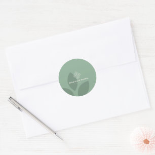 Minimale Salbeigrüne-Blatt-Gesundheits-Logo-Marke Runder Aufkleber