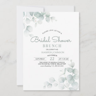 Minimale Salbeigrüne Florale Brautparty-Brunch Einladung