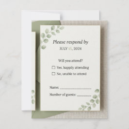 Minimale Salbeigrüne Hochzeits-RSVP-Karte RSVP Karte