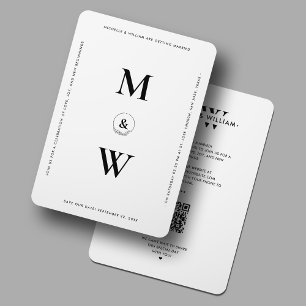 Minimale saubere Hochzeitsmonogramm Weiß Modern Save The Date