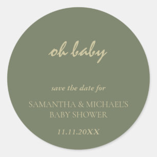 Minimale saubere Salbeigrunde Schrift BABY Save-Da Runder Aufkleber