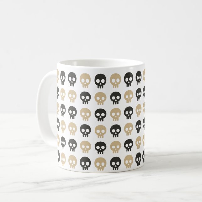Minimale Schädelmuster Kaffeetasse (Vorderseite Links)