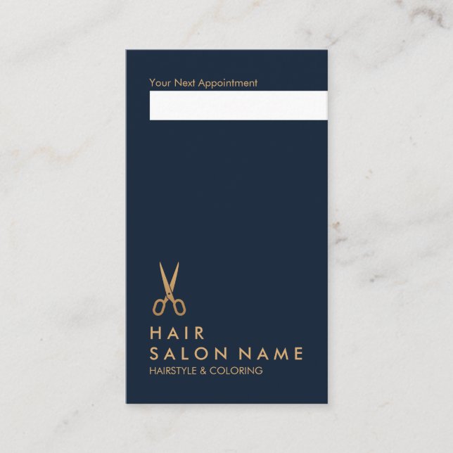 Minimale Schere-Haar-Stylist-Vertikale-Verabredung Visitenkarte (Vorderseite)
