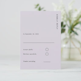 Minimale & Schicke Lavendel-Moderne Einfache Hochz RSVP Karte