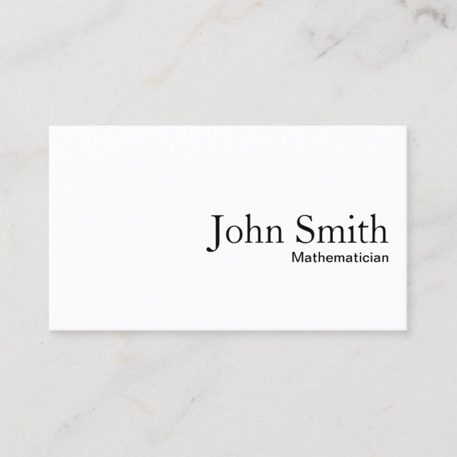 Minimale Schlichte White Mathematician Business Ca Visitenkarte (Vorderseite)