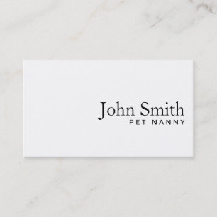 Minimale Schlichte White Pet Nanny Business Card Visitenkarte