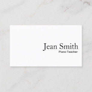Minimale Schlichte White Piano Teacher Business Ca Visitenkarte