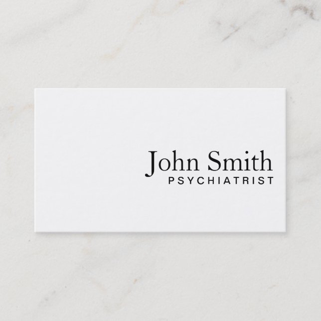 Minimale Schlichte White Psychiatrist Business Car Visitenkarte (Vorderseite)