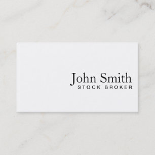 Minimale Schlichte White Stock Broker Business Car Visitenkarte