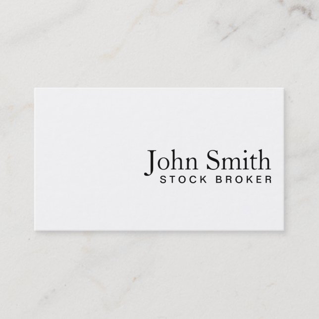 Minimale Schlichte White Stock Broker Business Car Visitenkarte (Vorderseite)